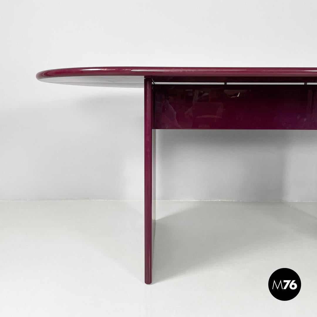 Italian mid century purple lacquered console table convertible, 1980s 5