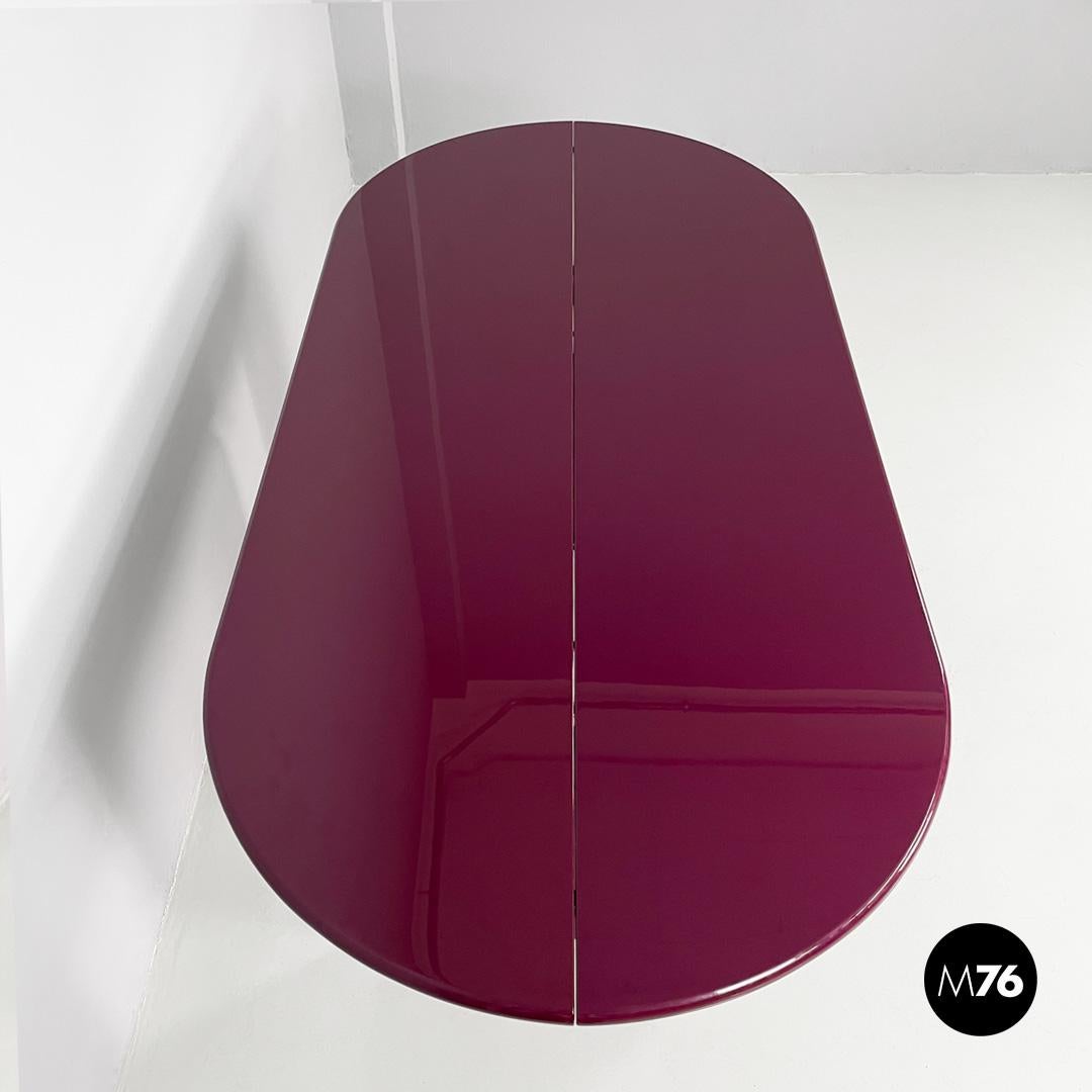 Italian mid century purple lacquered console table convertible, 1980s 6