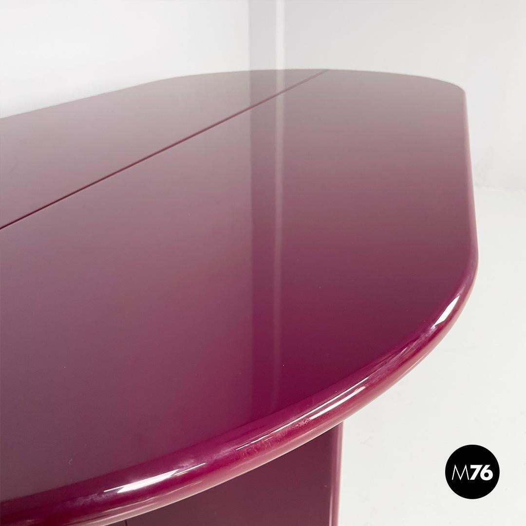 Italian mid century purple lacquered console table convertible, 1980s 7