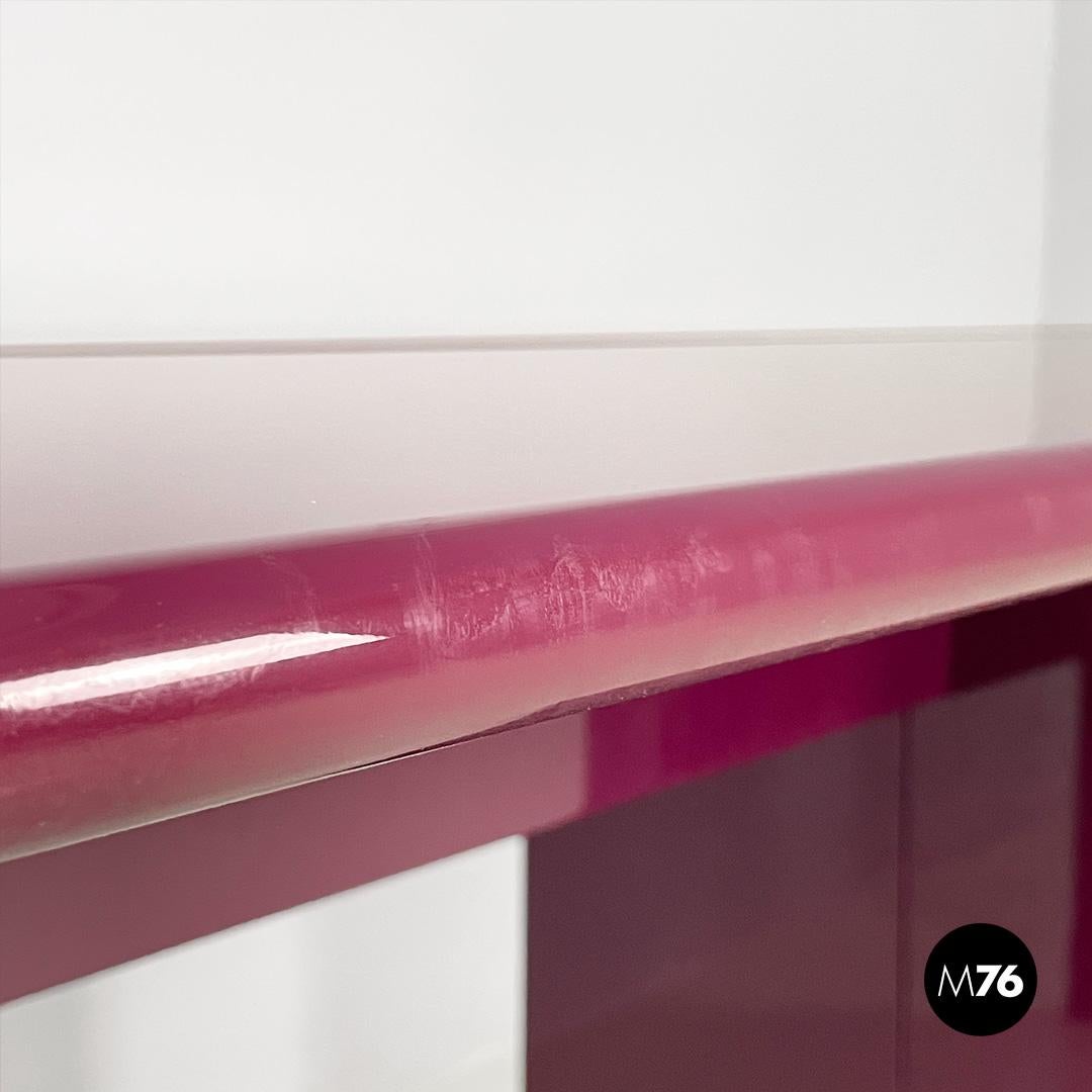 Italian mid century purple lacquered console table convertible, 1980s 9