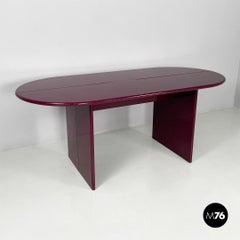Italian mid century purple lacquered console table convertible, 1980s