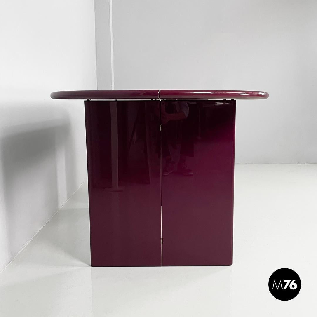 Late 20th Century Italian mid century purple lacquered console table convertible, 1980s