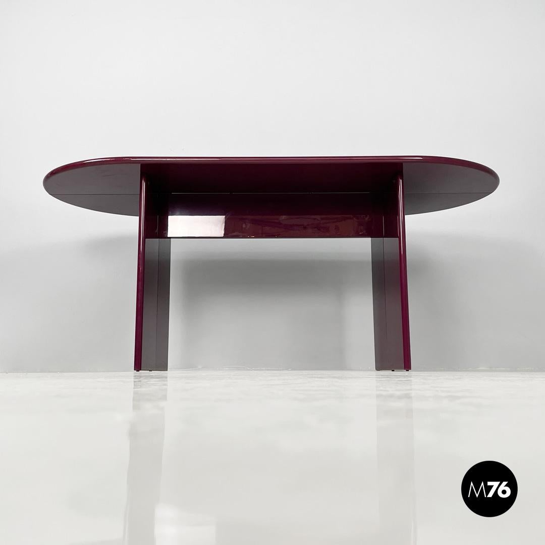 Italian mid century purple lacquered console table convertible, 1980s 2