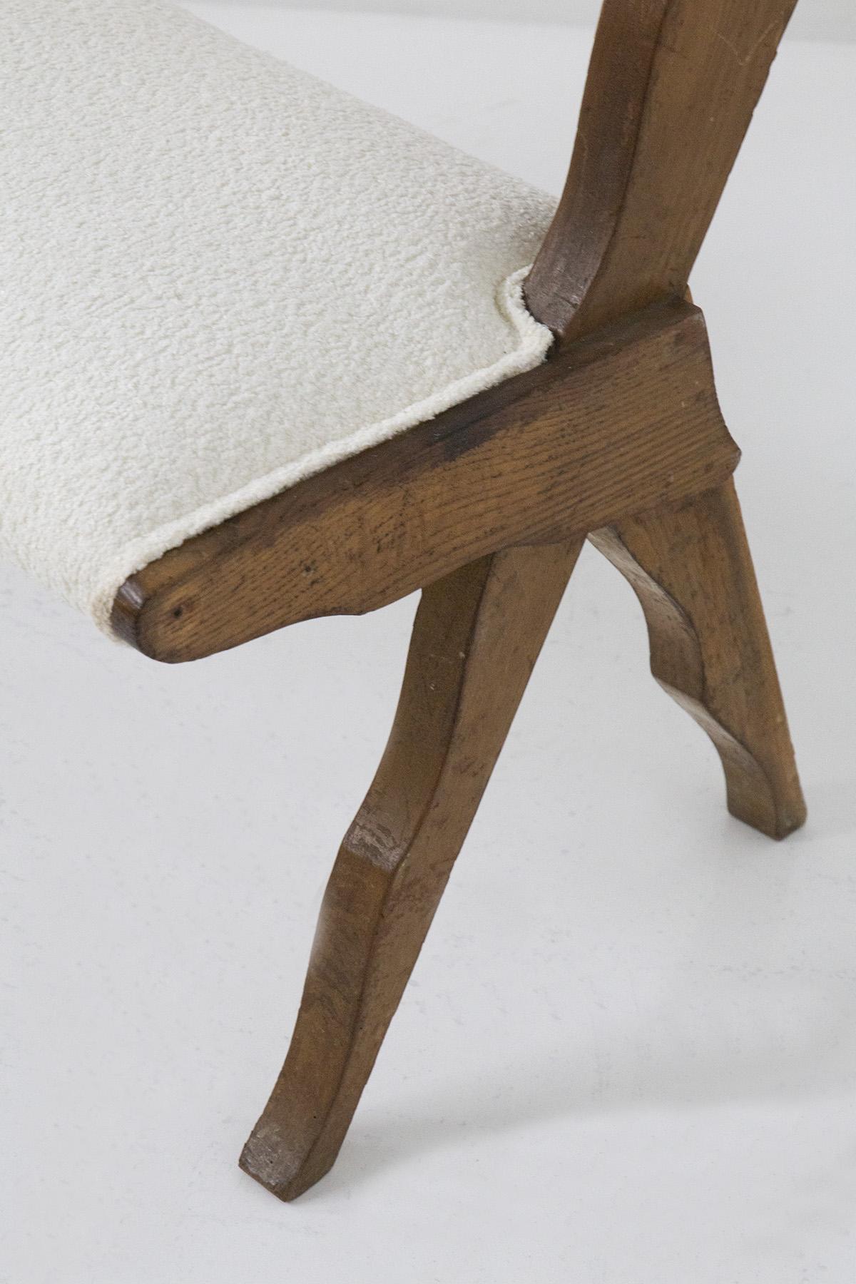 Mid-Century Modern Italian Mid-Century Rare Italian Benches in Wood and Bouclé
