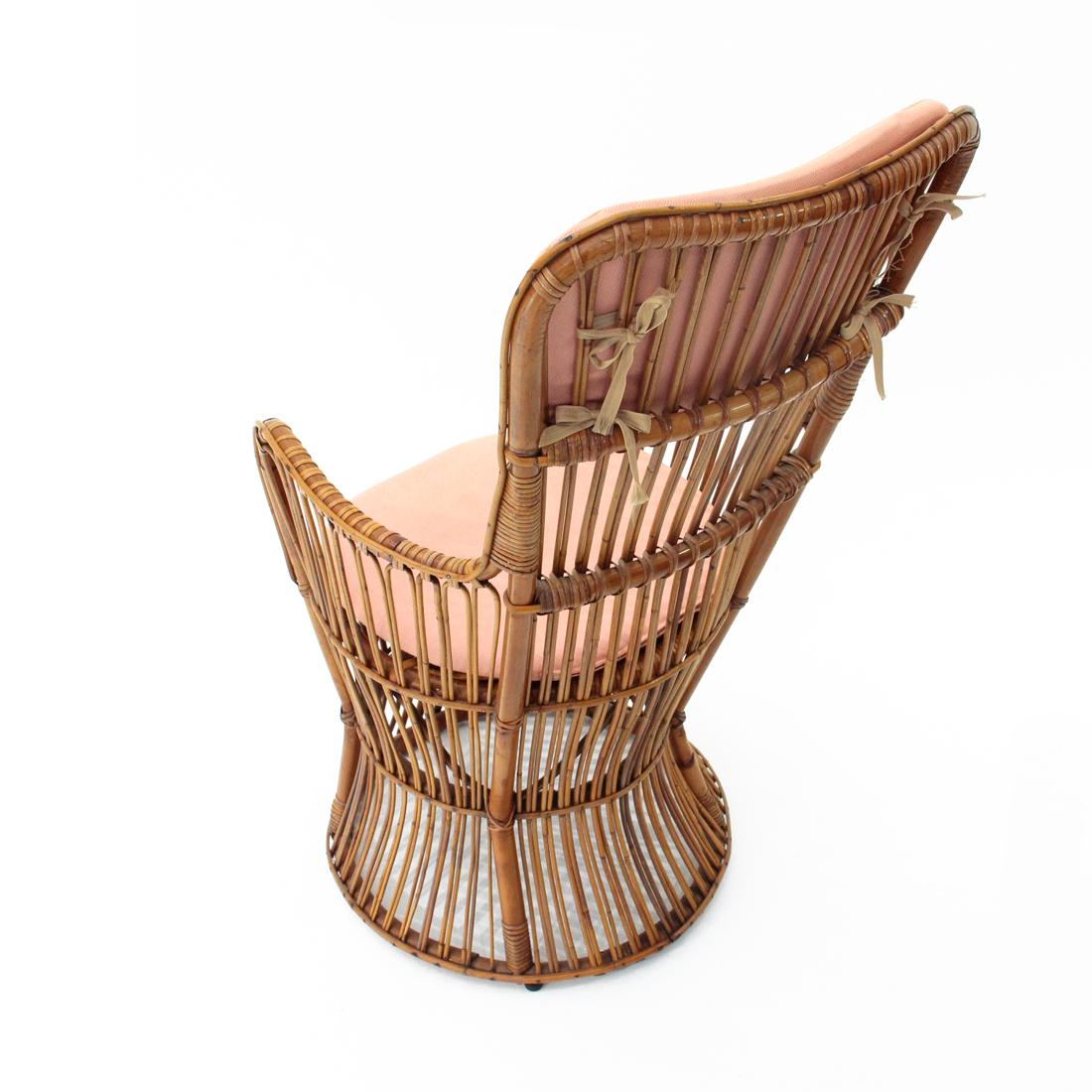 Italian Midcentury Rattan Armchair by Dal Vera, 1950s For Sale 2