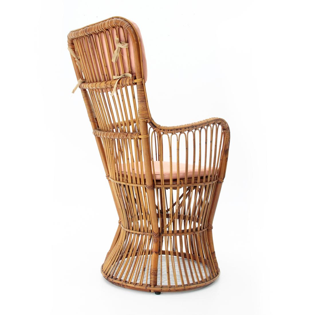 Italian Midcentury Rattan Armchair by Dal Vera, 1950s For Sale 3