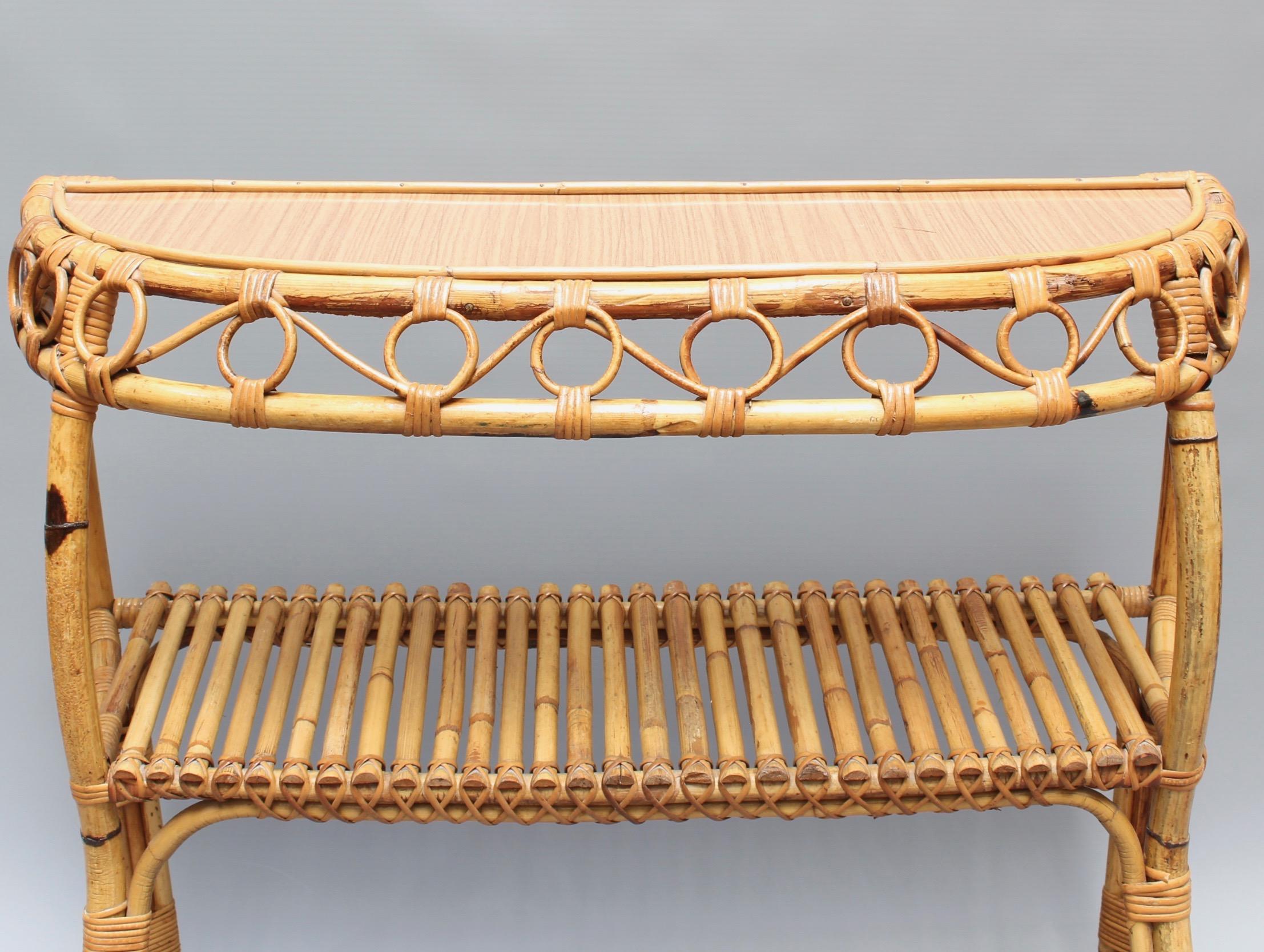 Italian Midcentury Rattan Console Table, circa 1960s 5