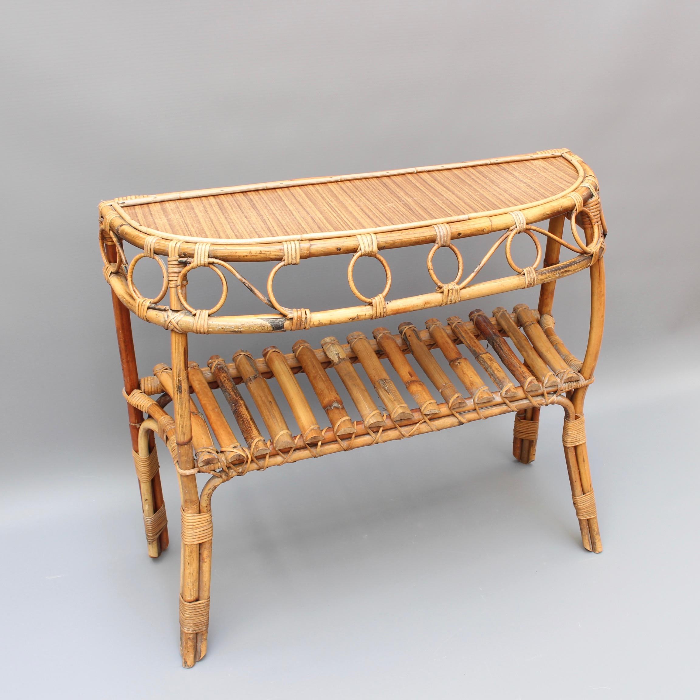 Italian Midcentury Rattan Console Table, circa 1960s 10