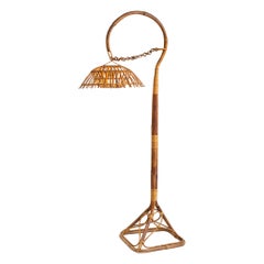 Italian Mid Century Rattan Floor Lamp