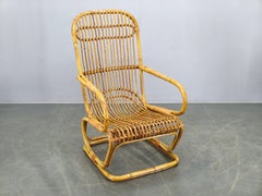 Italian Mid Century Rattan Lounge Armchair, 1960s
