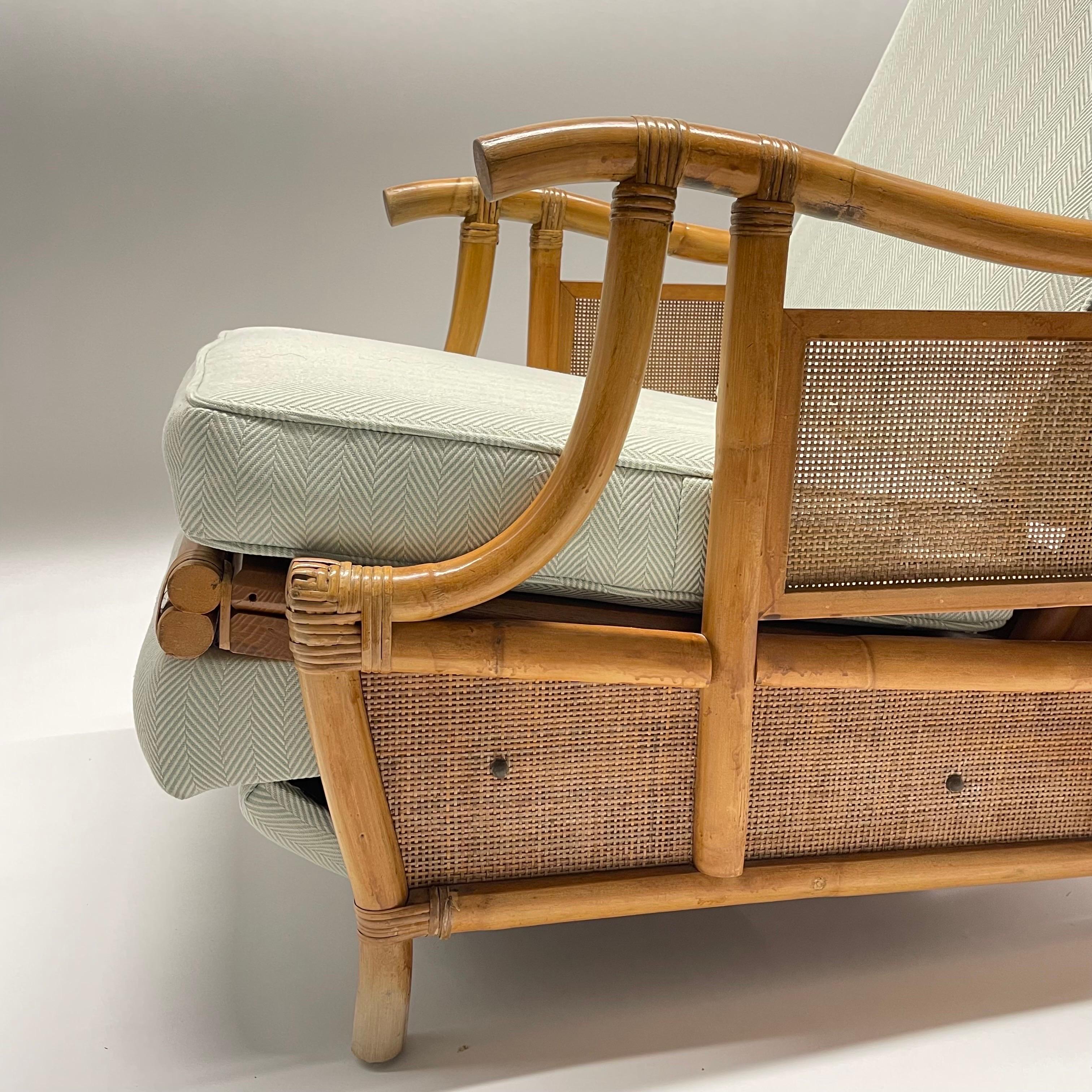 Italian Mid-Century Rattan Wicker Bamboo Recliner Lounge Chair, Italy, 1950s 1