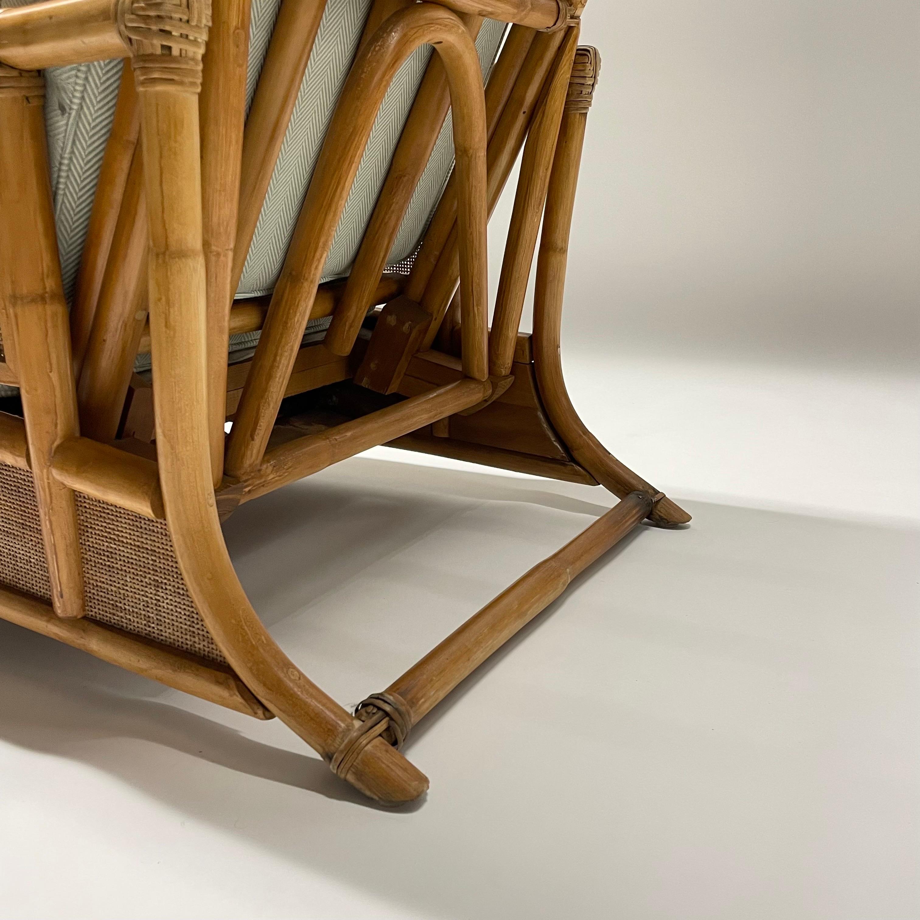 Italian Mid-Century Rattan Wicker Bamboo Recliner Lounge Chair, Italy, 1950s 2