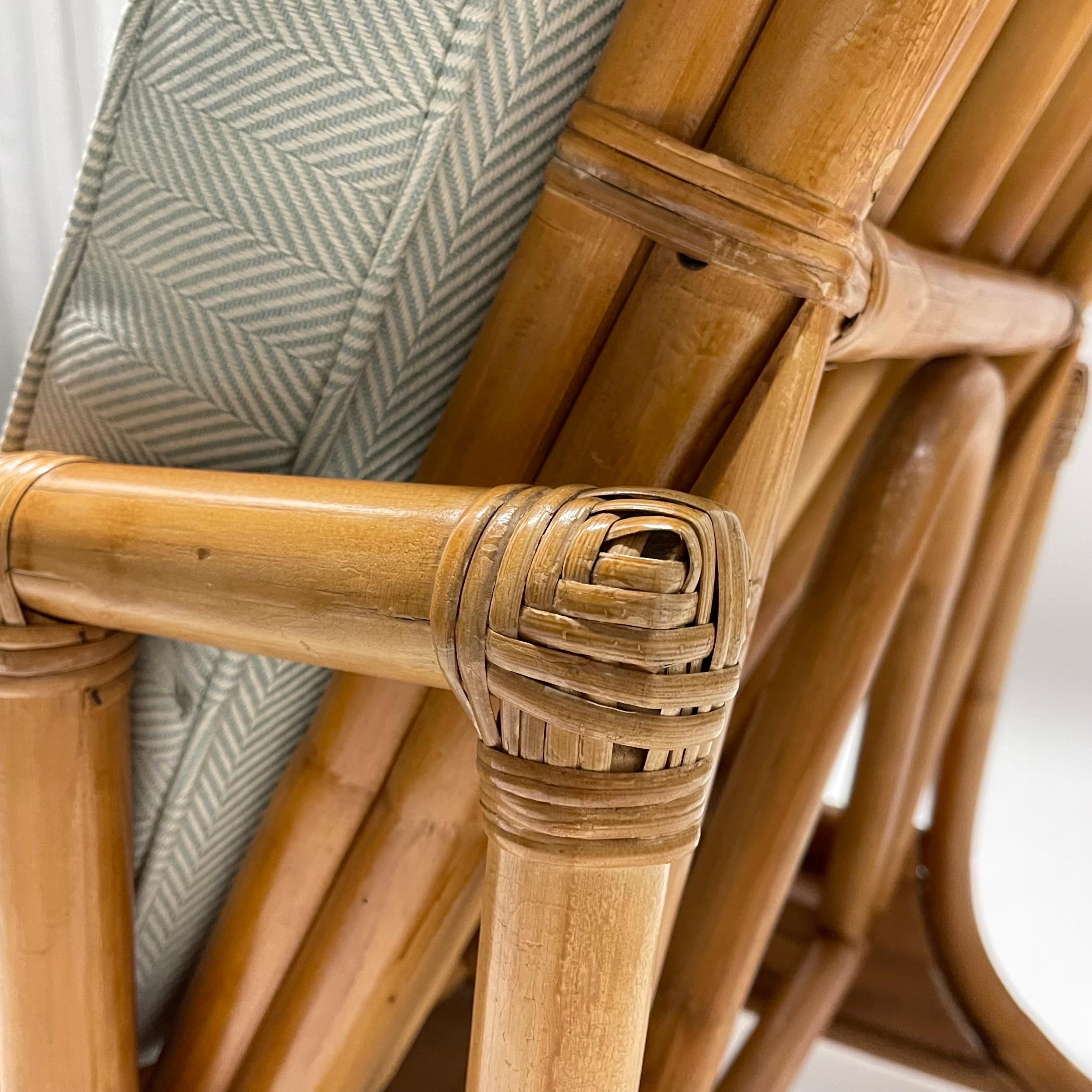 Italian Mid-Century Rattan Wicker Bamboo Recliner Lounge Chair, Italy, 1950s 4