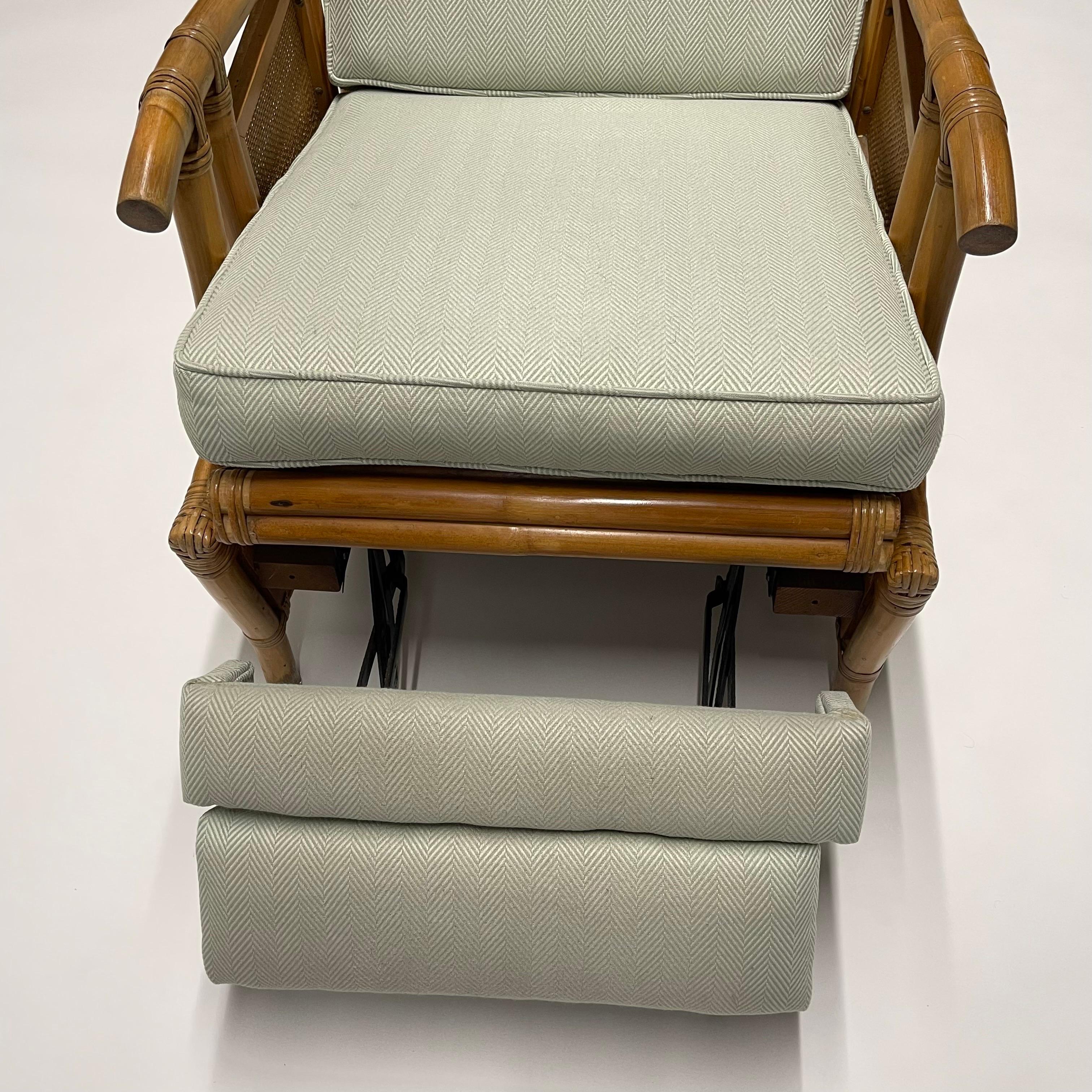 Italian Mid-Century Rattan Wicker Bamboo Recliner Lounge Chair, Italy, 1950s 5