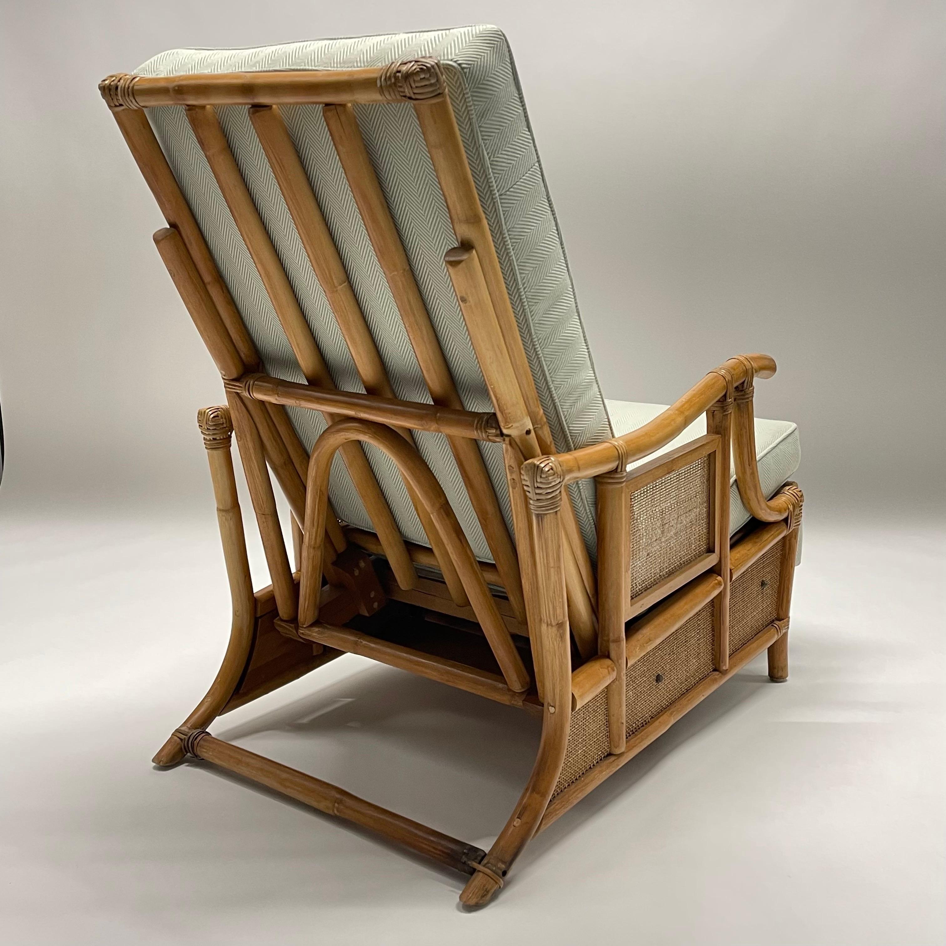 Mid-Century Modern Italian Mid-Century Rattan Wicker Bamboo Recliner Lounge Chair, Italy, 1950s