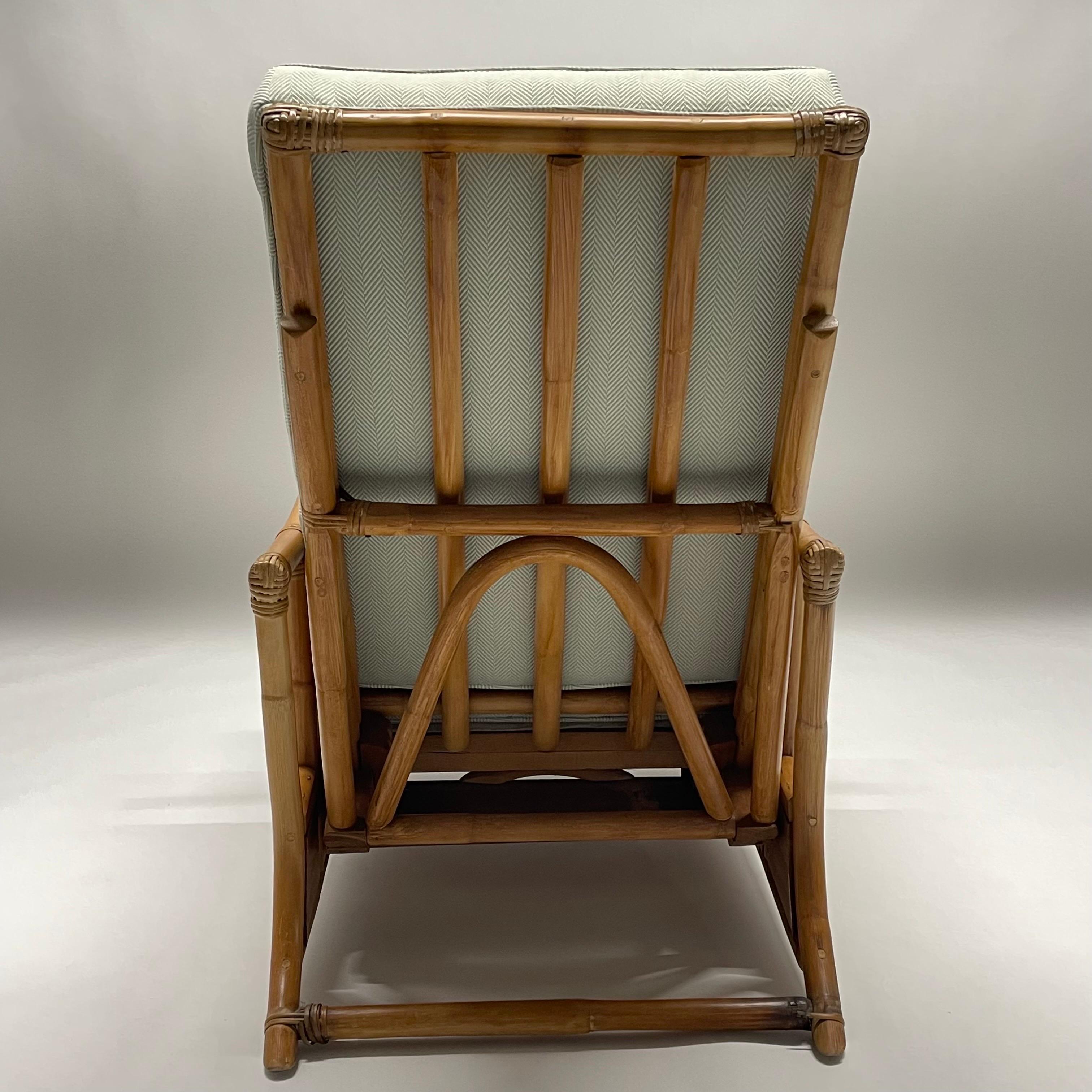 20th Century Italian Mid-Century Rattan Wicker Bamboo Recliner Lounge Chair, Italy, 1950s