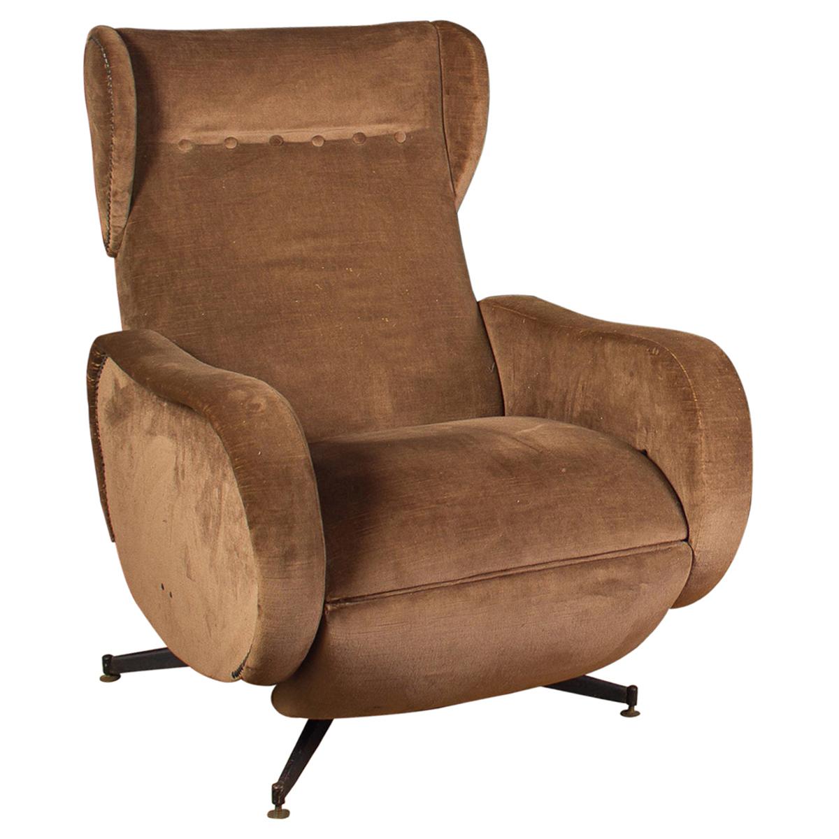 Italian Midcentury Reclinable Lounge Chair or Armchair, 1950