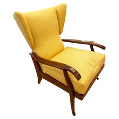 Italian Mid-Century Reclining Wing Back Chair