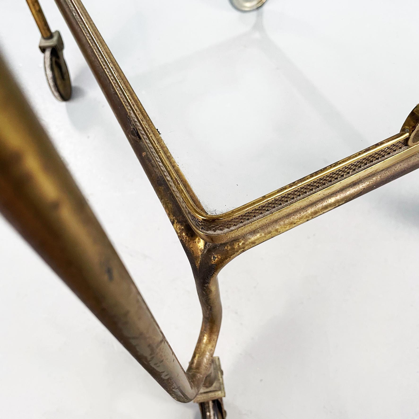 Italian Mid-Century Rectangular Bar Cart in Brass and Glass, 1950s 4