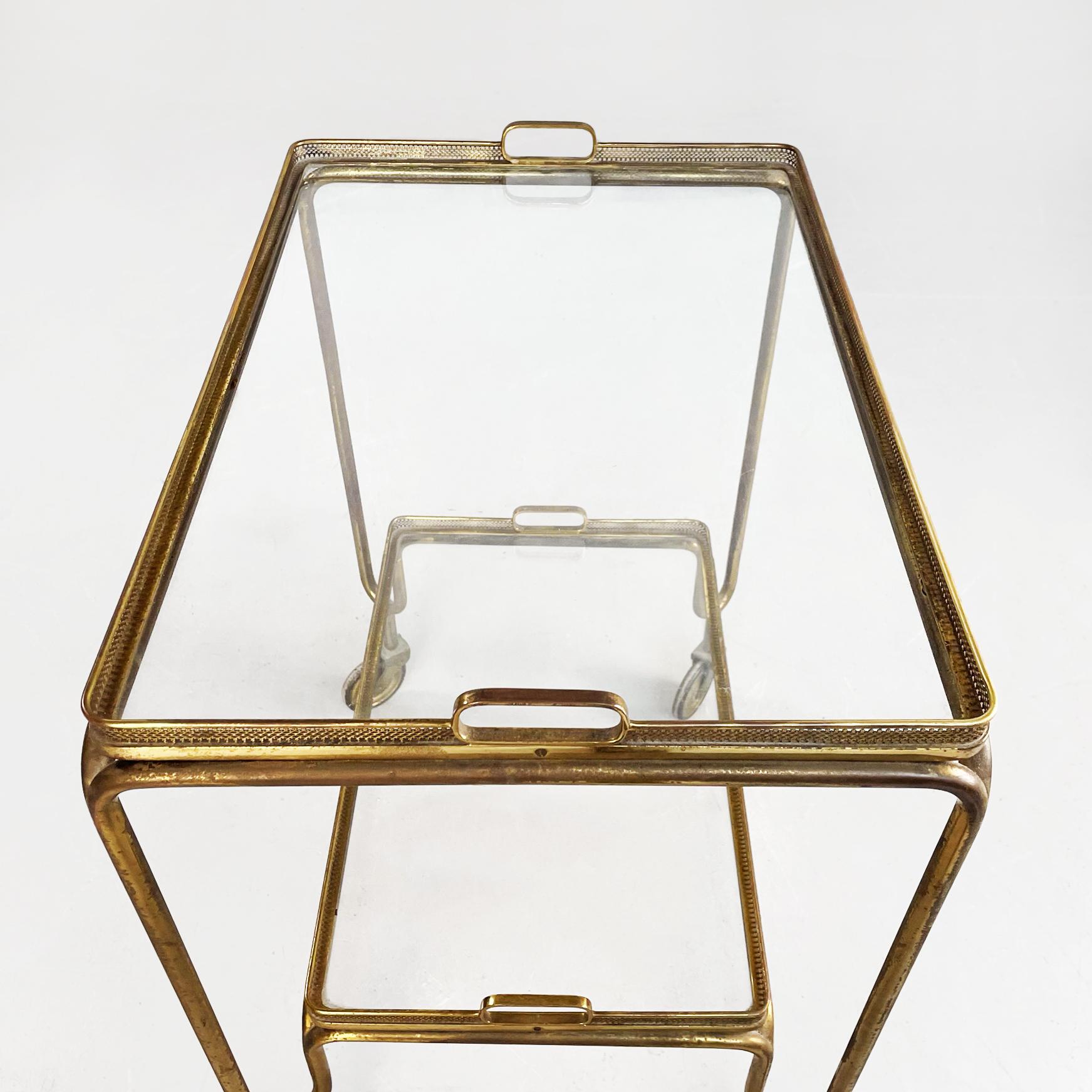 Mid-20th Century Italian Mid-Century Rectangular Bar Cart in Brass and Glass, 1950s