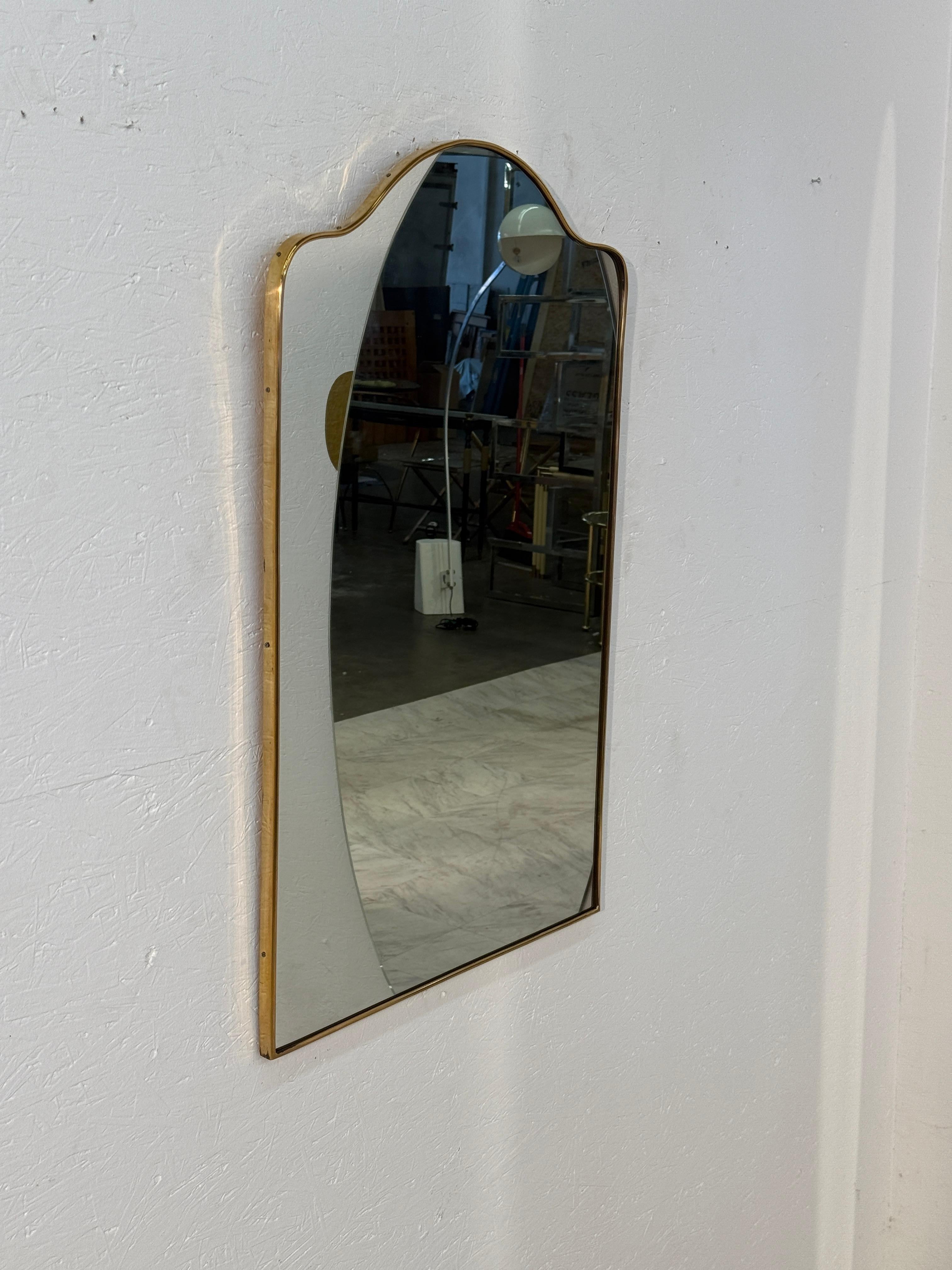 Modern Italian Mid-Century Rectangular Mirror with Arched Top, 1950s For Sale
