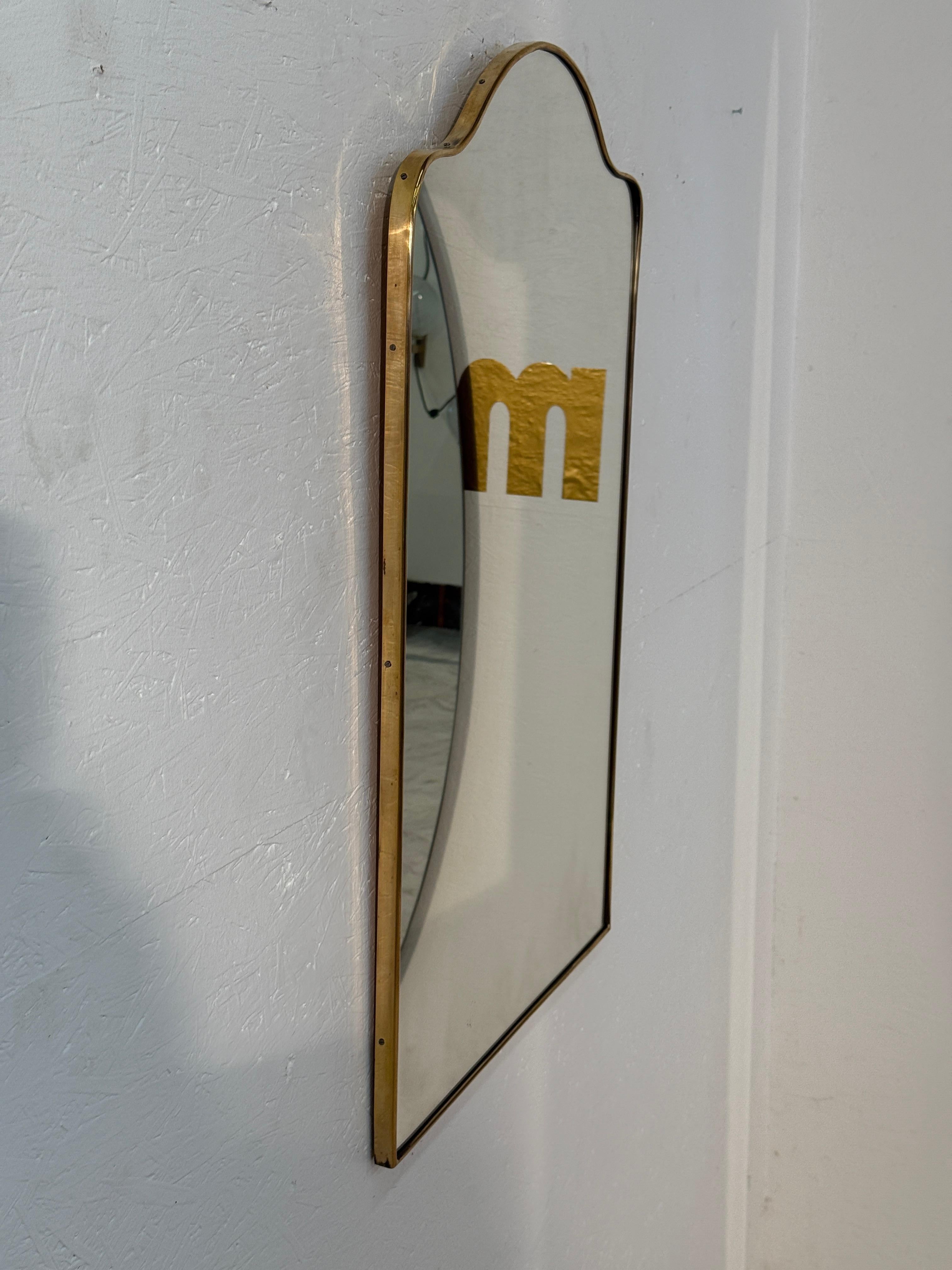Italian Mid-Century Rectangular Mirror with Arched Top, 1950s In Good Condition For Sale In Los Angeles, CA