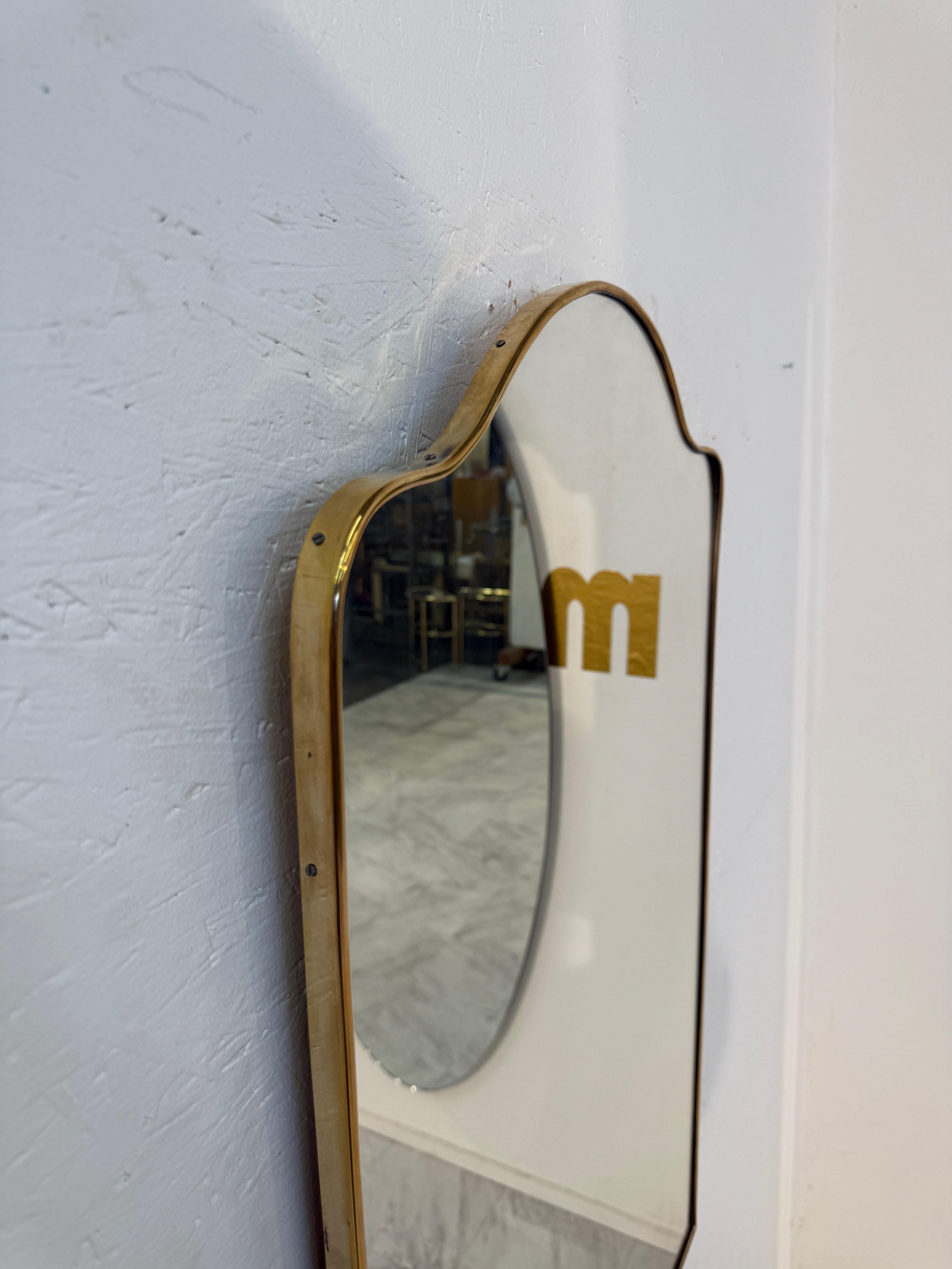Mid-20th Century Italian Mid-Century Rectangular Mirror with Arched Top, 1950s For Sale