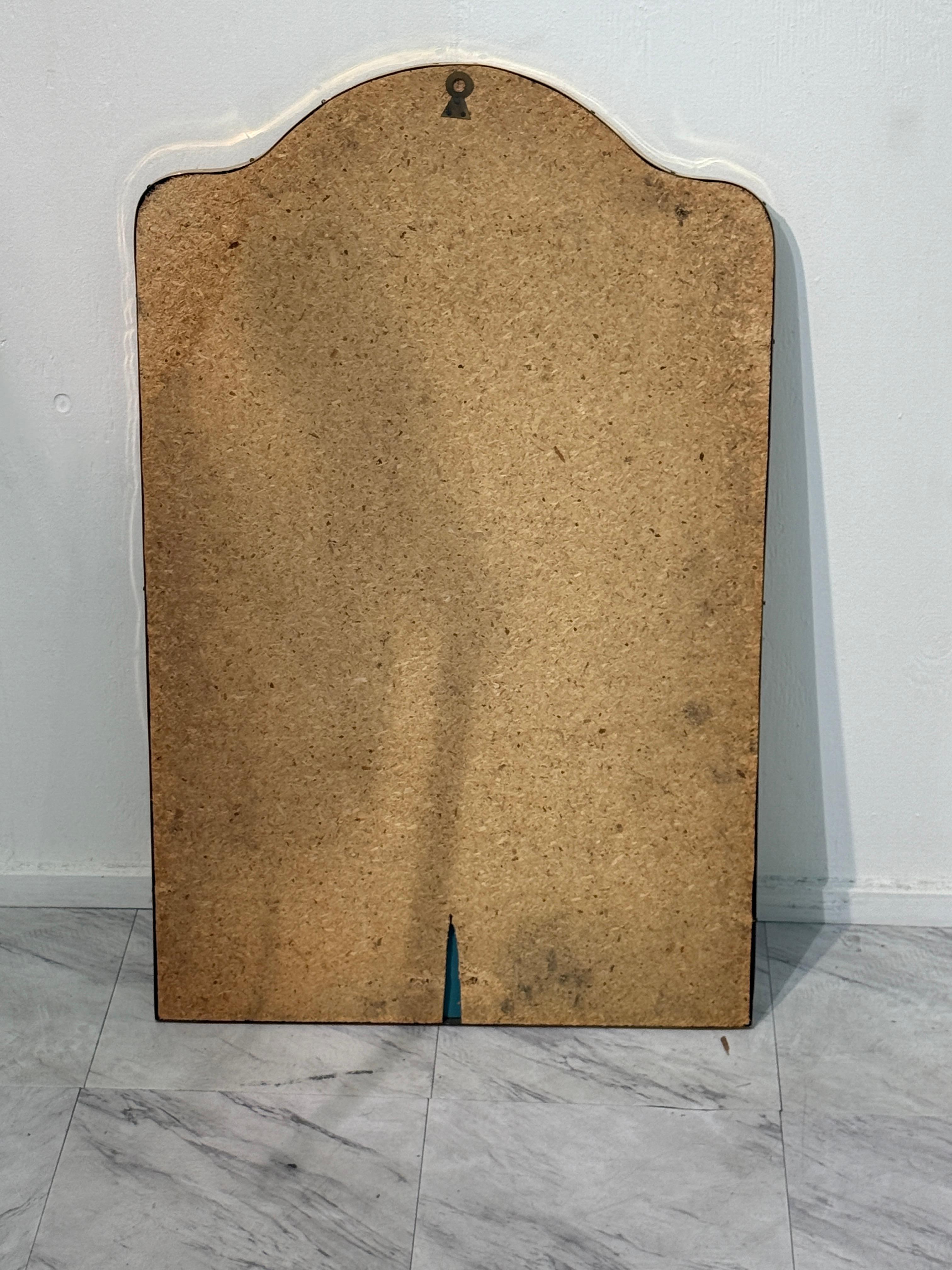 Brass Italian Mid-Century Rectangular Mirror with Arched Top, 1950s For Sale