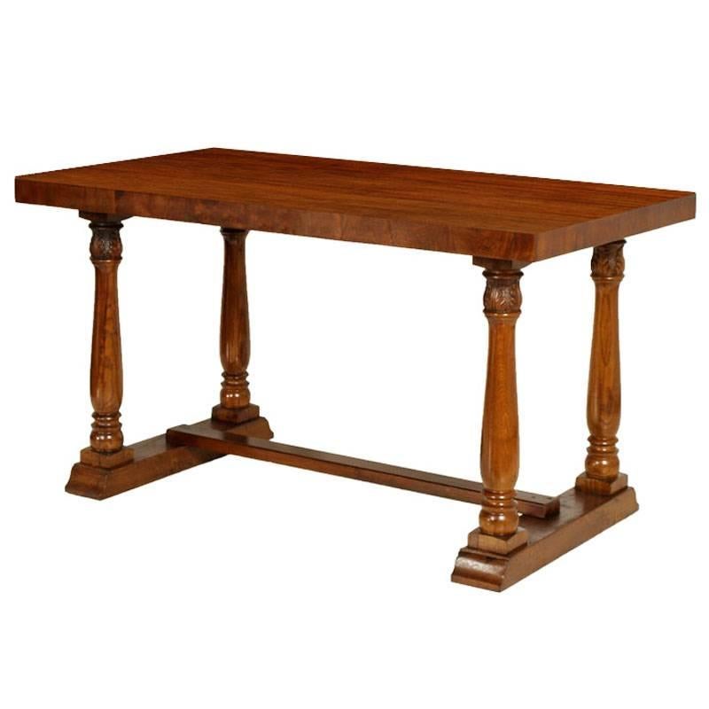 Italian Rectangular Neoclassical Table in Walnut Wax Polished