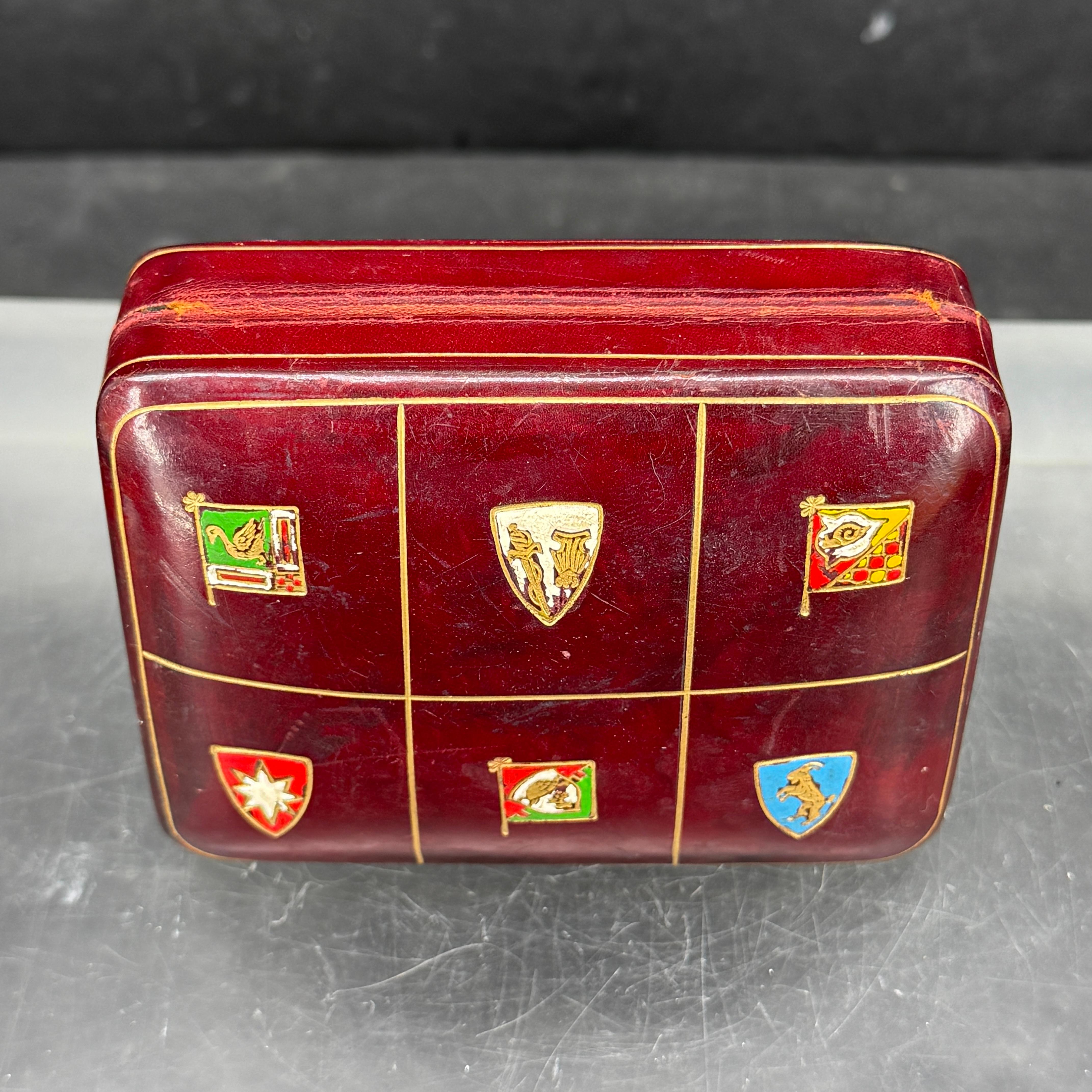 Italian Mid-Century Rectangular Red Leather Embossed Box For Sale 5