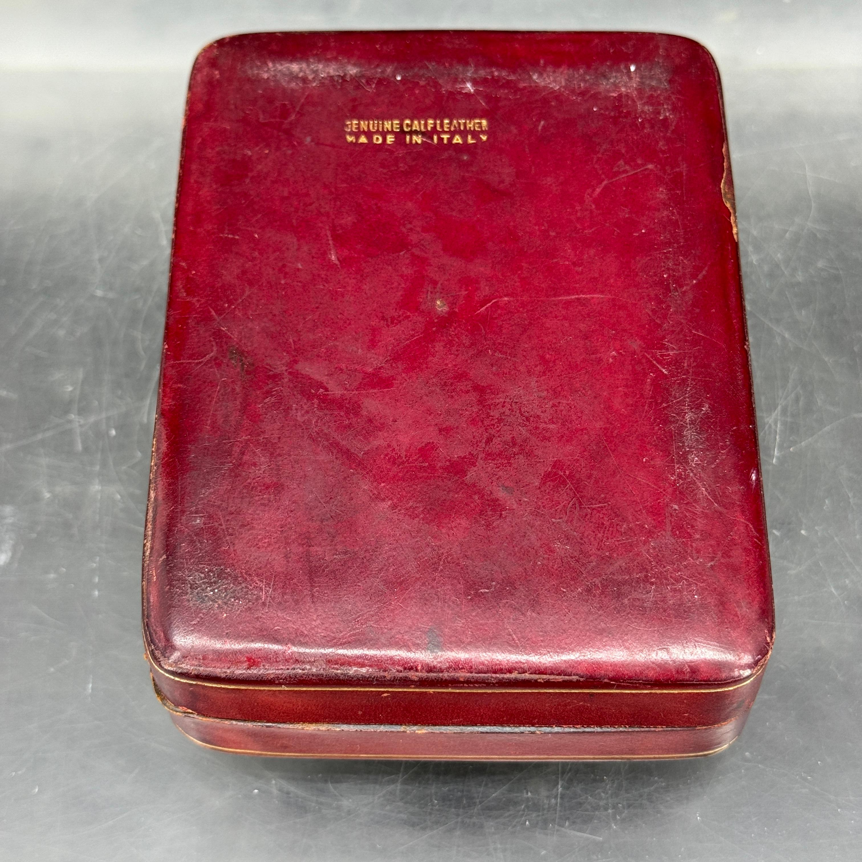 Italian Mid-Century Rectangular Red Leather Embossed Box For Sale 12