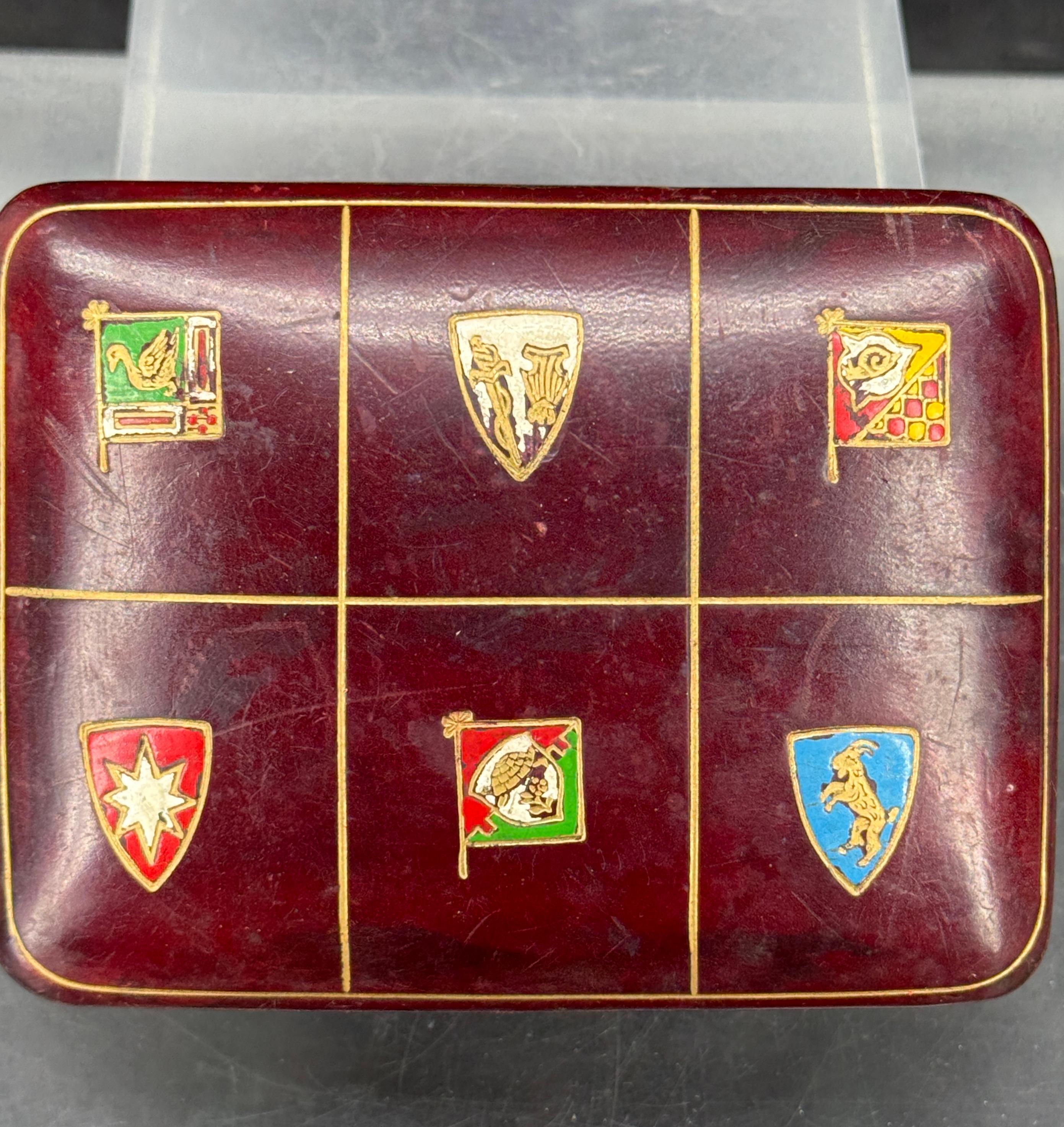 Italian Mid-Century Rectangular Red Leather Embossed Box For Sale 2