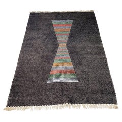 Italian Mid-Century Rectangular carpet in Black and White Woven Fabric, 1980s
