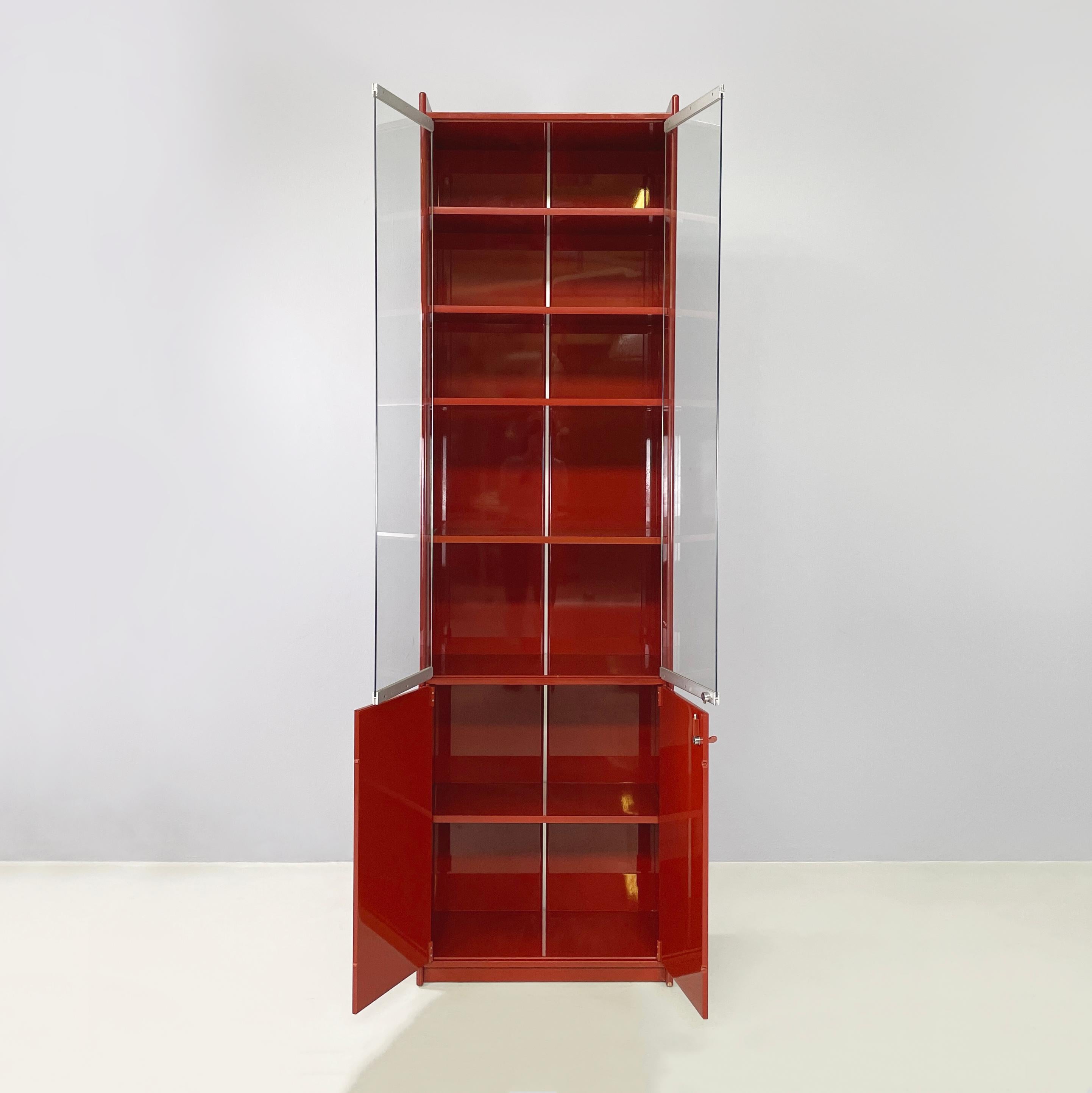Mid-Century Modern Italian mid-century red Bookcase Olinto by Kazuhide Takahama for Gavina, 1960s