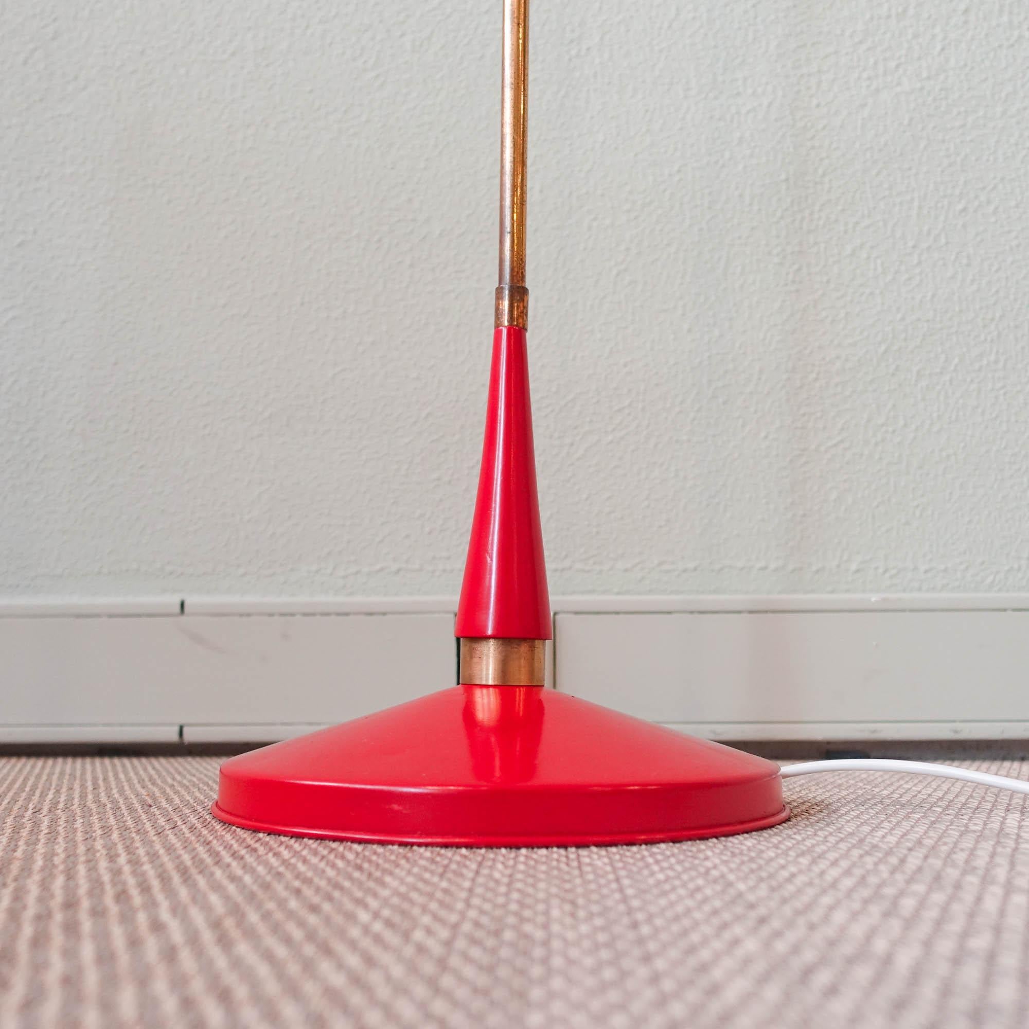 Italian Mid-Century Red & Brass Floor Lamp by Giuseppe Ostuni, 1950's 12