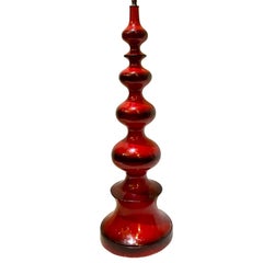 Italian Mid Century Red Lacquer Table Lamp