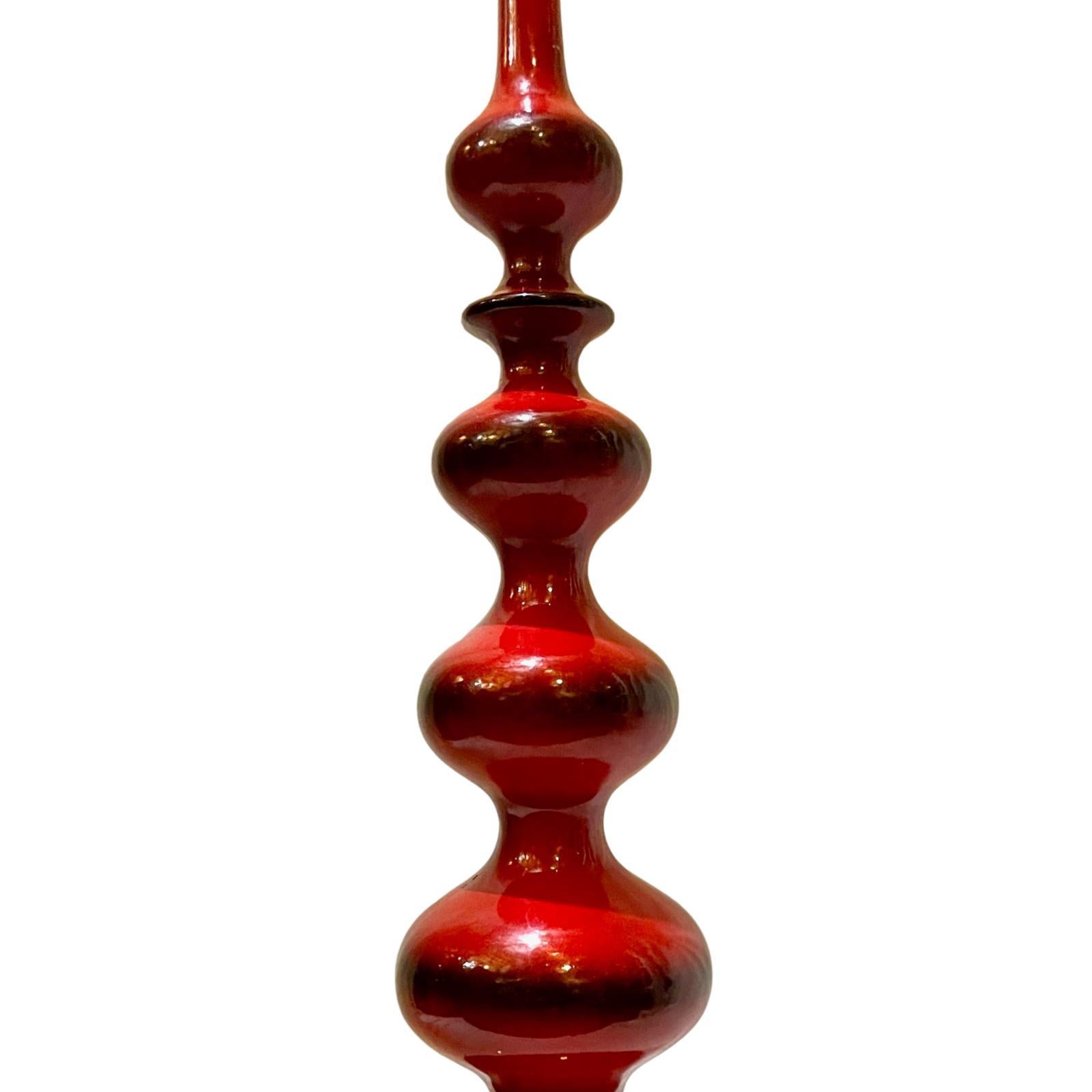 Painted Italian Mid Century Red Lacquer Table Lamp For Sale