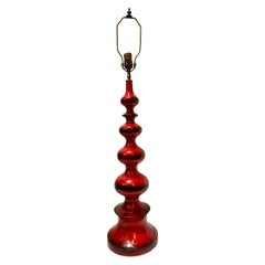 Italian Mid Century Red Lacquer Table Lamp
