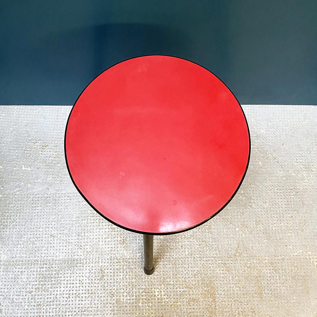 Italian Midcentury Red Laminated and Metal Stool, 1950s 1