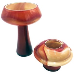 Italian Midcentury Red Murano Glass Vases by Carlo Moretti, 1970s