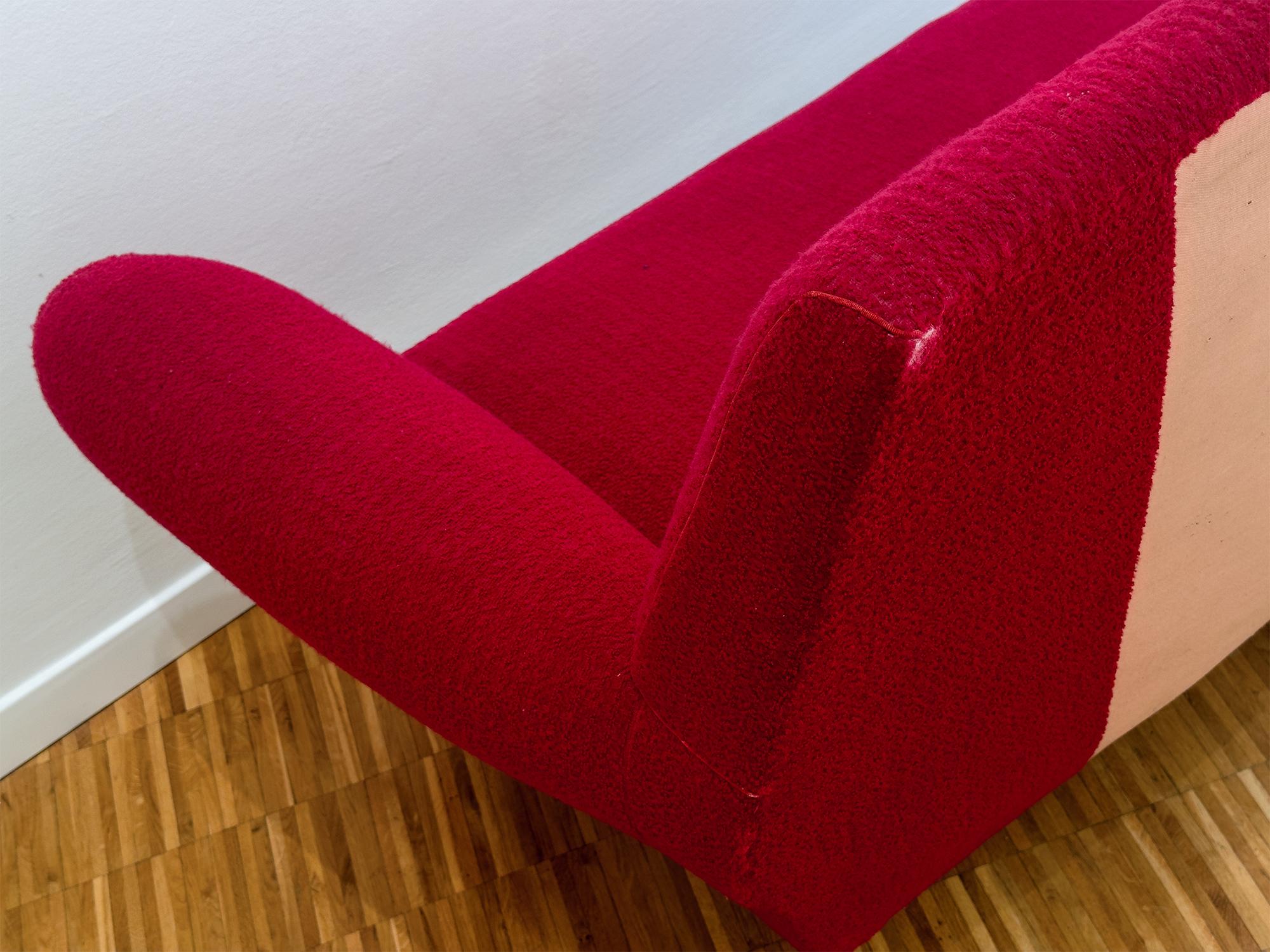 Rotes Rubinsofa mit Sesseln von Gigi Radice, 1950er Jahre, Italien, Mitte des Jahrhunderts im Angebot 8