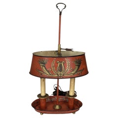 Vintage Italian Mid Century Red Tole Bouillotte Lamp