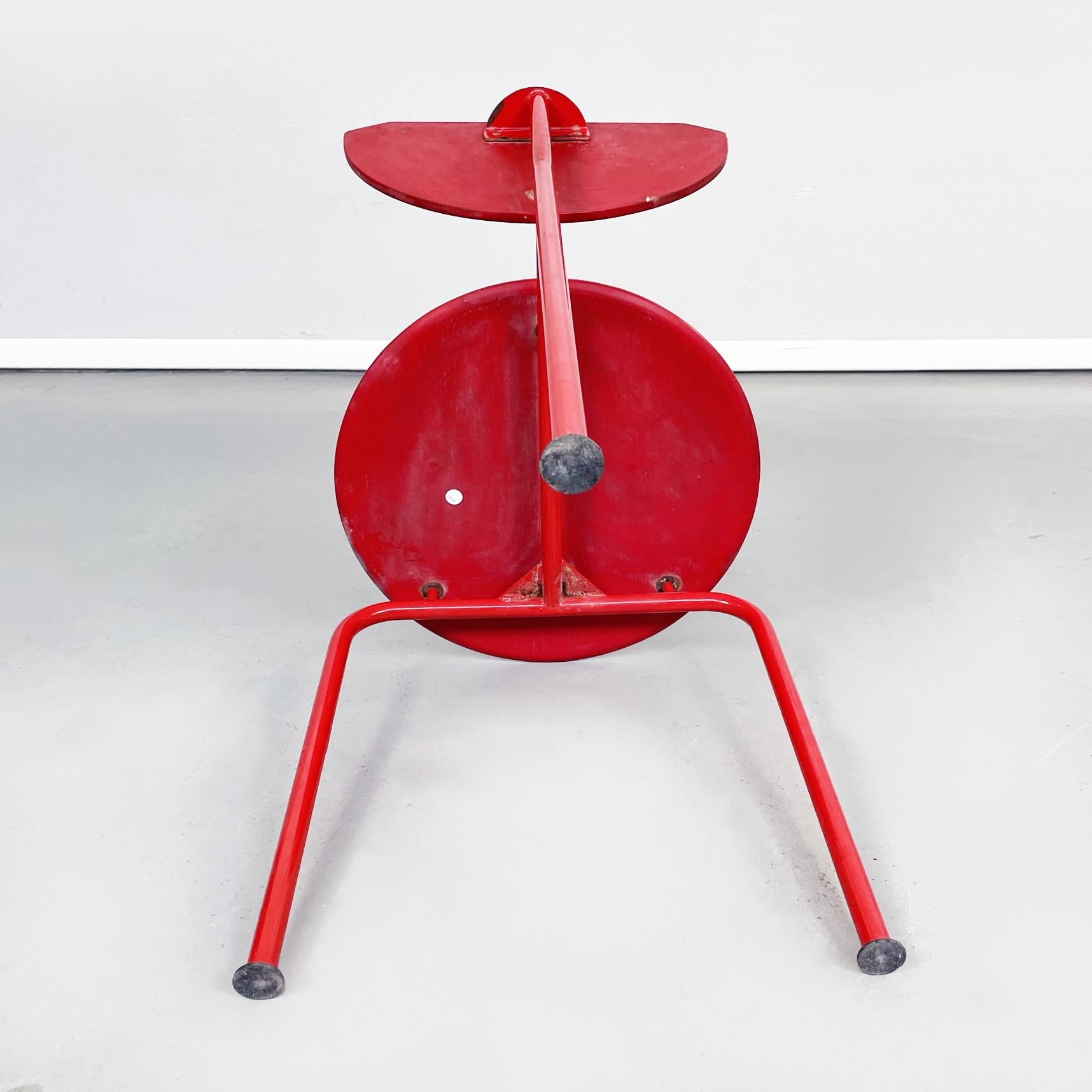 Italian Mid-Century Red Wood and Metal Alien Chair by Forcolini for Alias, 1980s For Sale 12