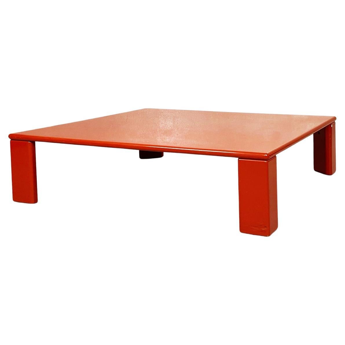 Italian Mid-Century Red Wooden Coffee Table Ming by Takahama Gavina, 1980s