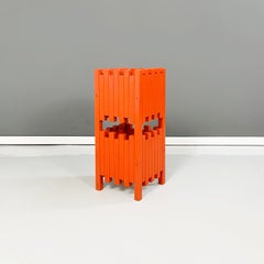 Italian Mid-Century Red Wooden Umbrella Stand by Sottsass for Poltronova, 1960s