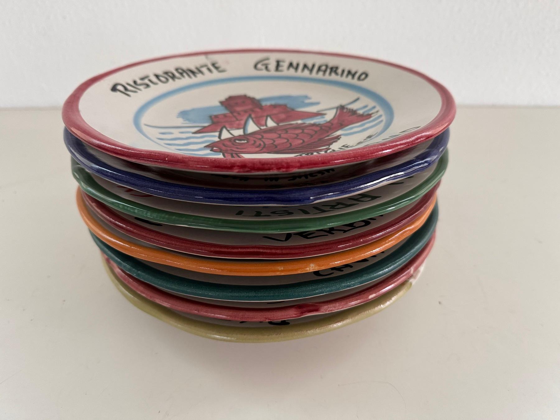 Italienische Restaurant-Keramik-Essteller aus der Mitte des Jahrhunderts, 8er-Set im Angebot 7