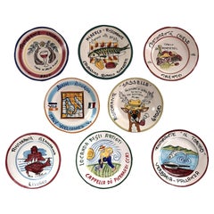 Italian Mid-Century Restaurant Ceramic Dinner Plates, Set of 8