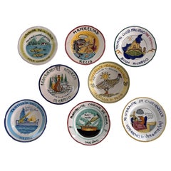 Italian Mid-Century Restaurant Ceramic Dinner Plates, Set of 8