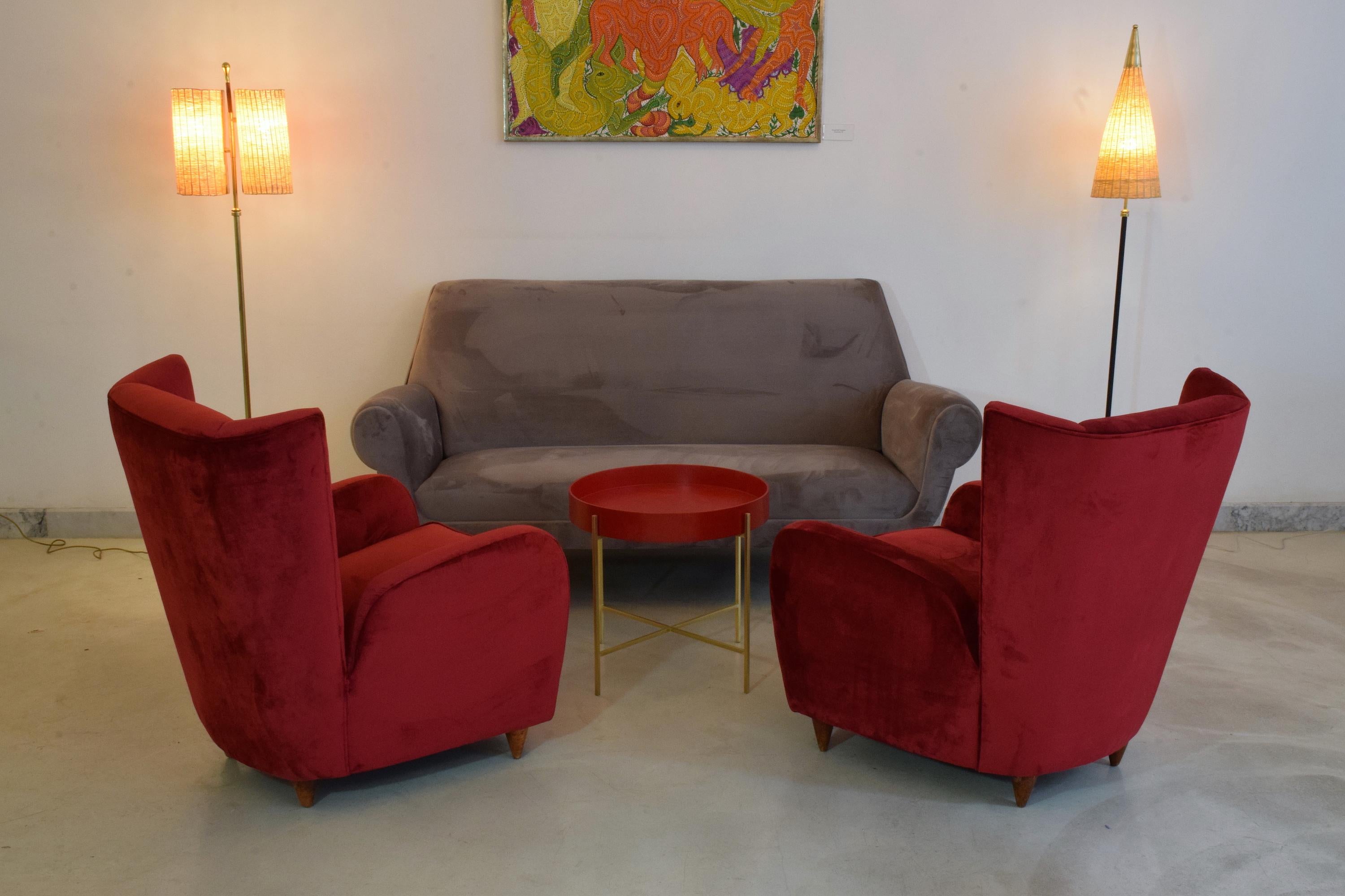 Italian Midcentury Restored Velvet Sofa by Gigi Radice for Minotti, 1950s 8