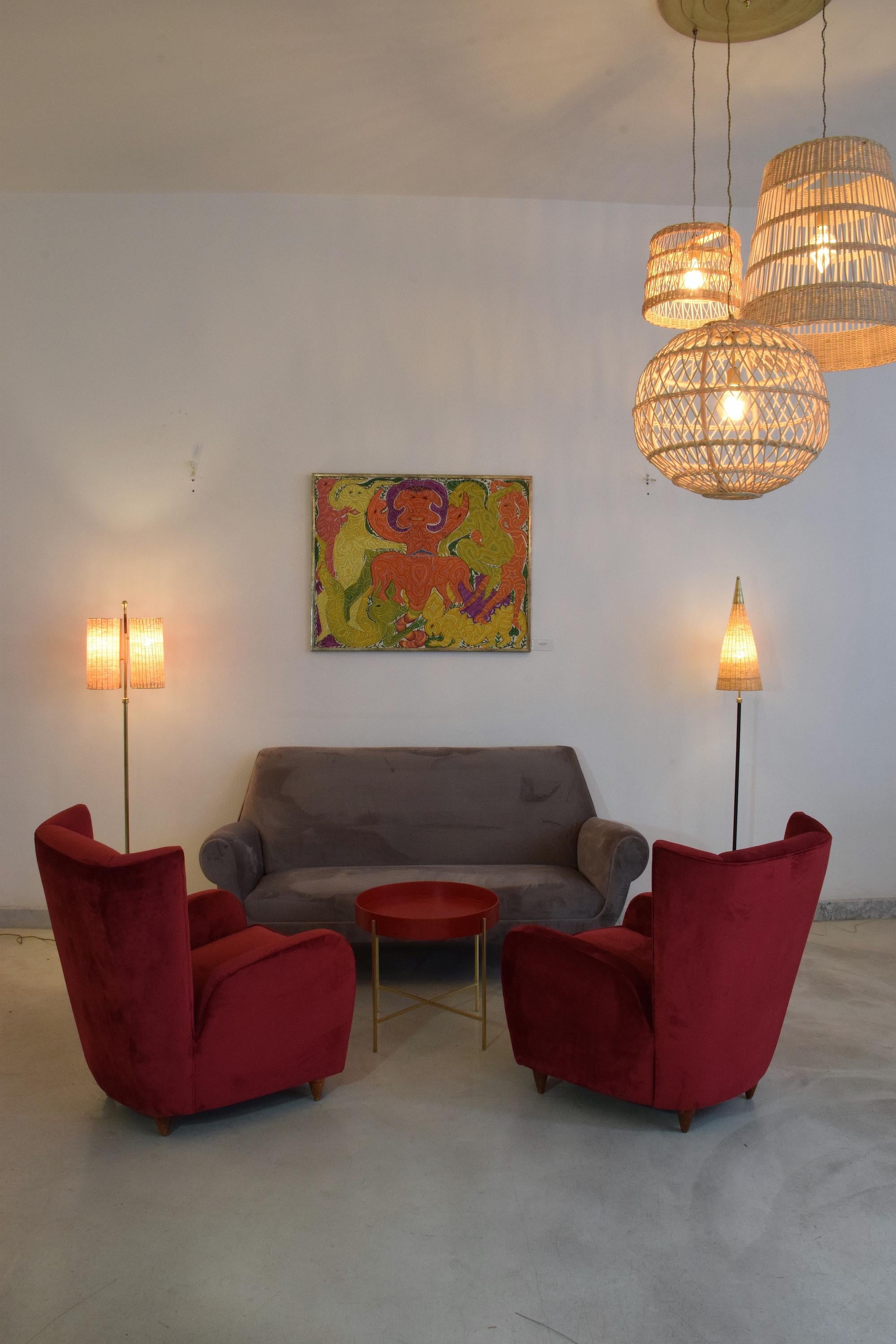 Italian Midcentury Restored Velvet Sofa by Gigi Radice for Minotti, 1950s 3